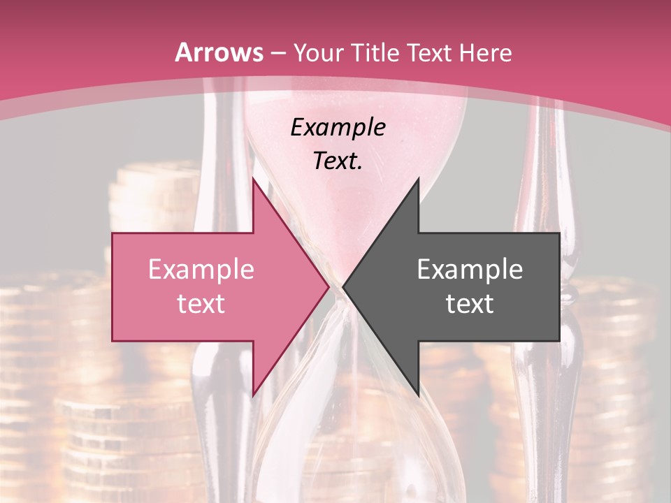 A Hourglass With Coins On A Table PowerPoint Template