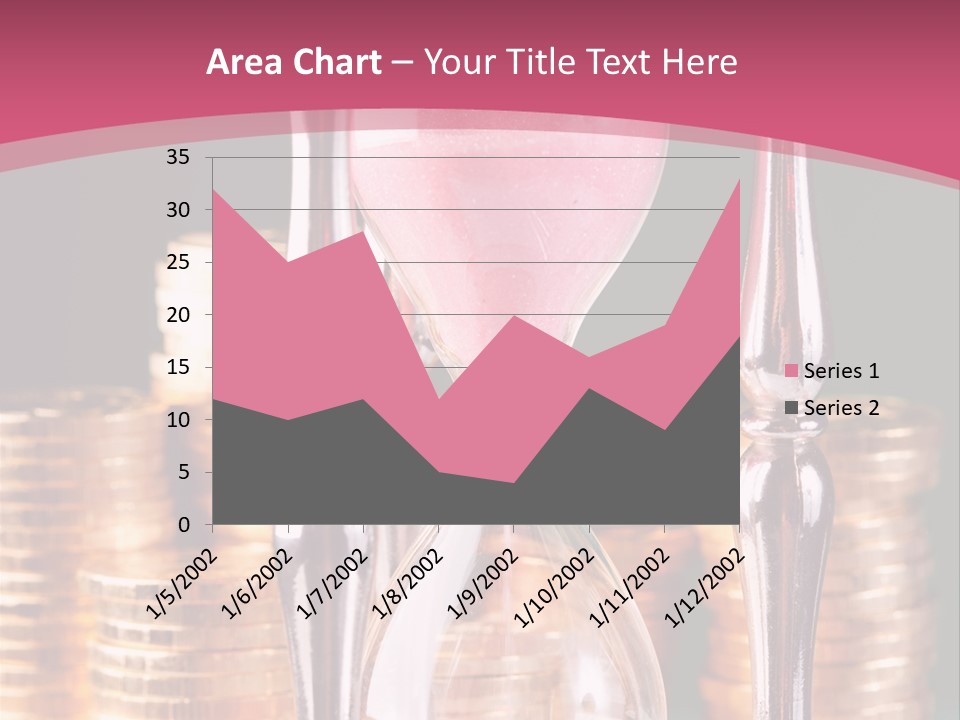 A Hourglass With Coins On A Table PowerPoint Template