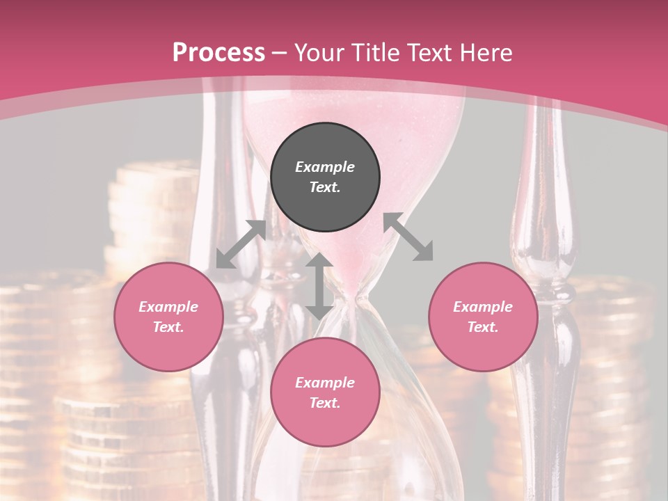 A Hourglass With Coins On A Table PowerPoint Template