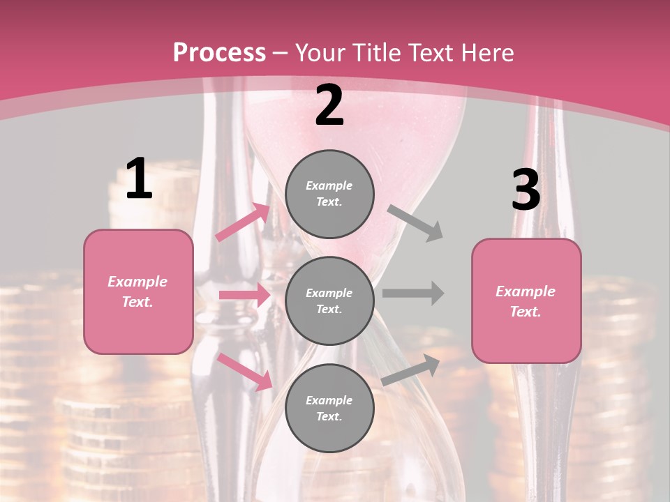 A Hourglass With Coins On A Table PowerPoint Template