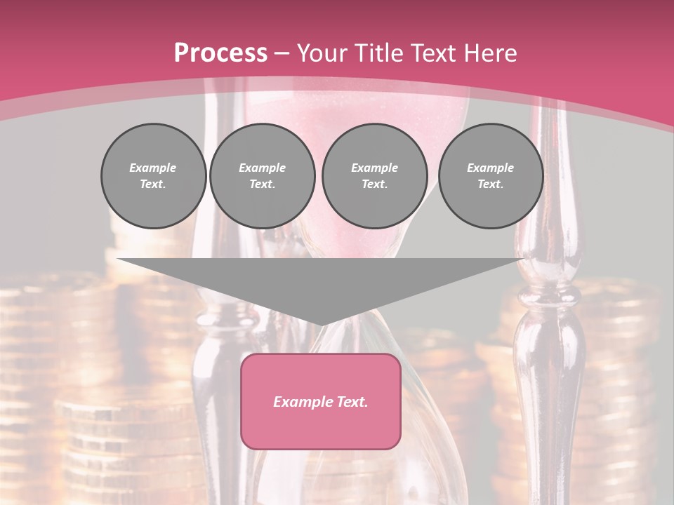 A Hourglass With Coins On A Table PowerPoint Template