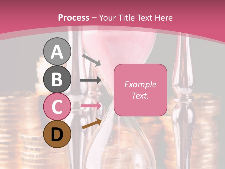 A Hourglass With Coins On A Table PowerPoint Template
