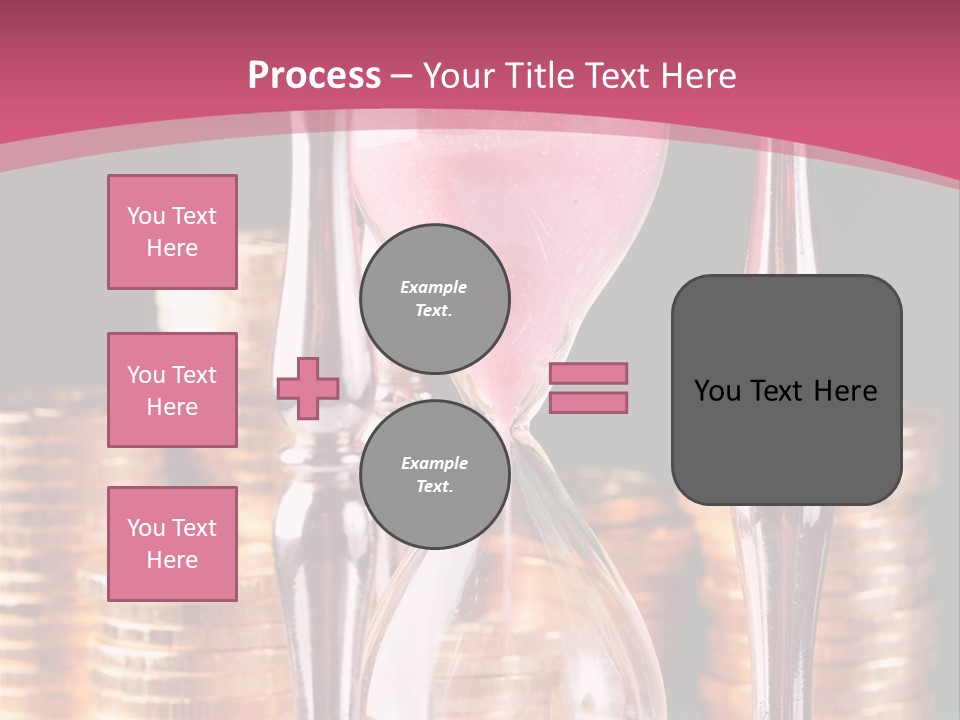 A Hourglass With Coins On A Table PowerPoint Template