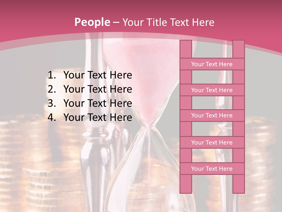 A Hourglass With Coins On A Table PowerPoint Template