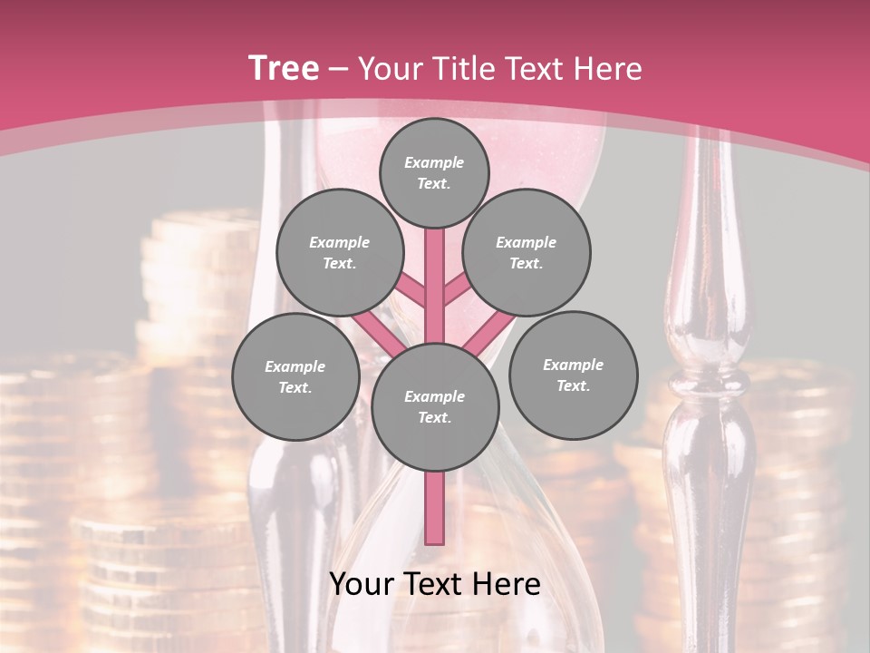 A Hourglass With Coins On A Table PowerPoint Template