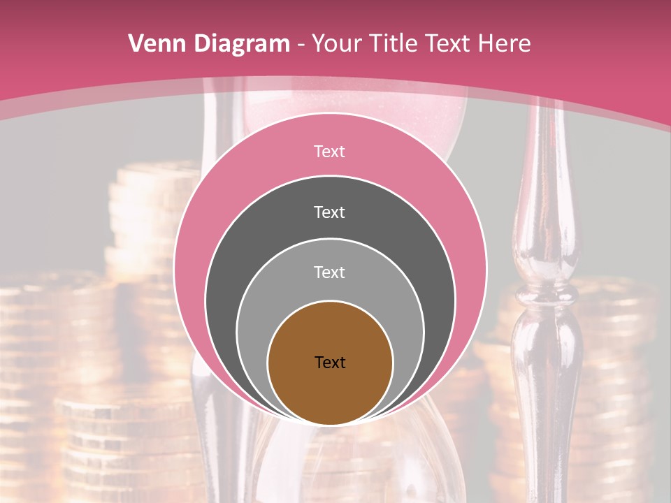 A Hourglass With Coins On A Table PowerPoint Template