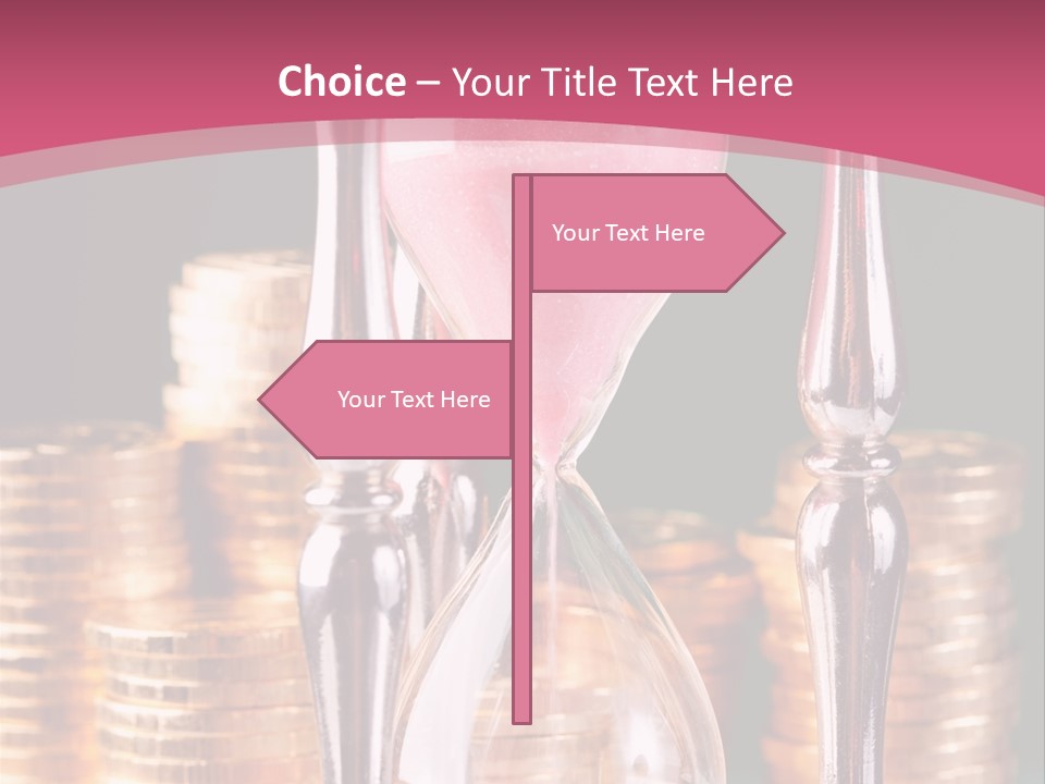 A Hourglass With Coins On A Table PowerPoint Template