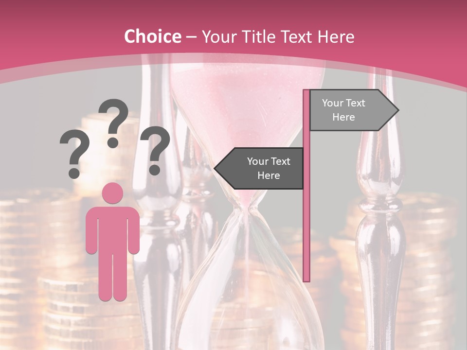 A Hourglass With Coins On A Table PowerPoint Template