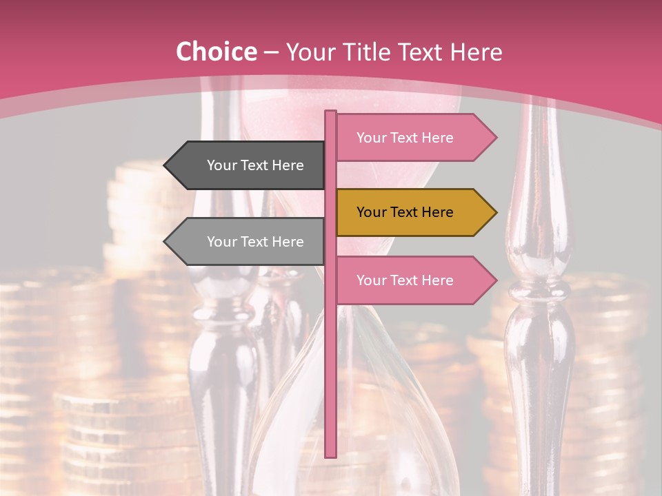 A Hourglass With Coins On A Table PowerPoint Template