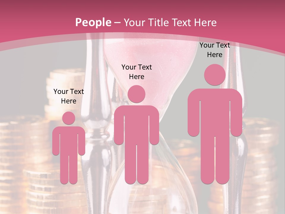 A Hourglass With Coins On A Table PowerPoint Template