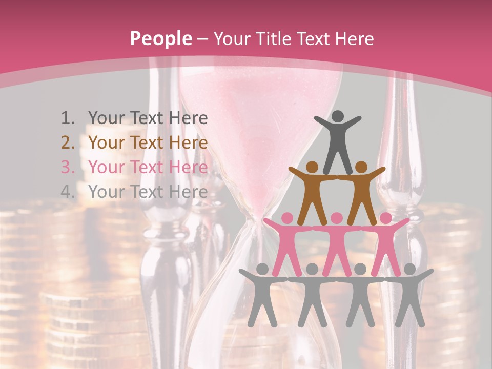 A Hourglass With Coins On A Table PowerPoint Template