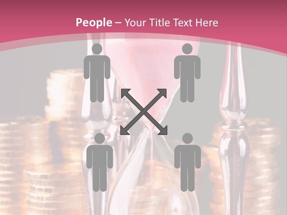 A Hourglass With Coins On A Table PowerPoint Template