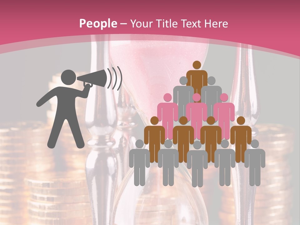 A Hourglass With Coins On A Table PowerPoint Template