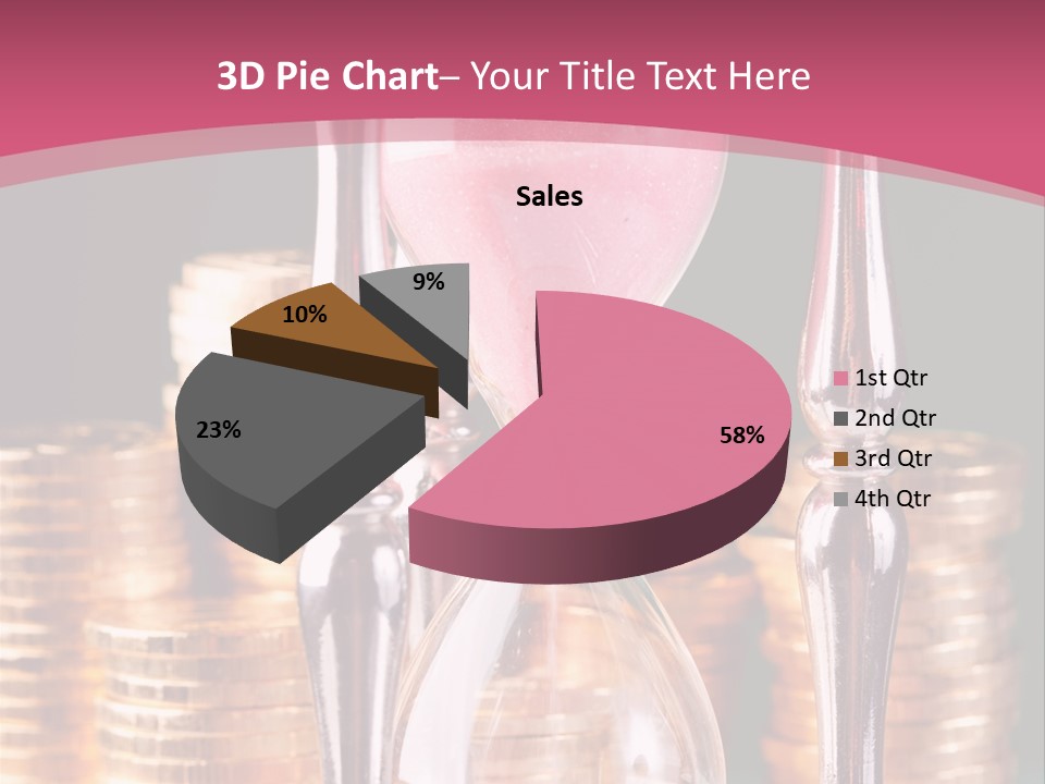 A Hourglass With Coins On A Table PowerPoint Template