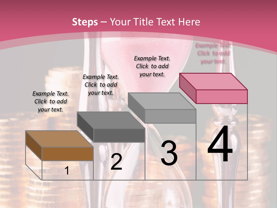 A Hourglass With Coins On A Table PowerPoint Template