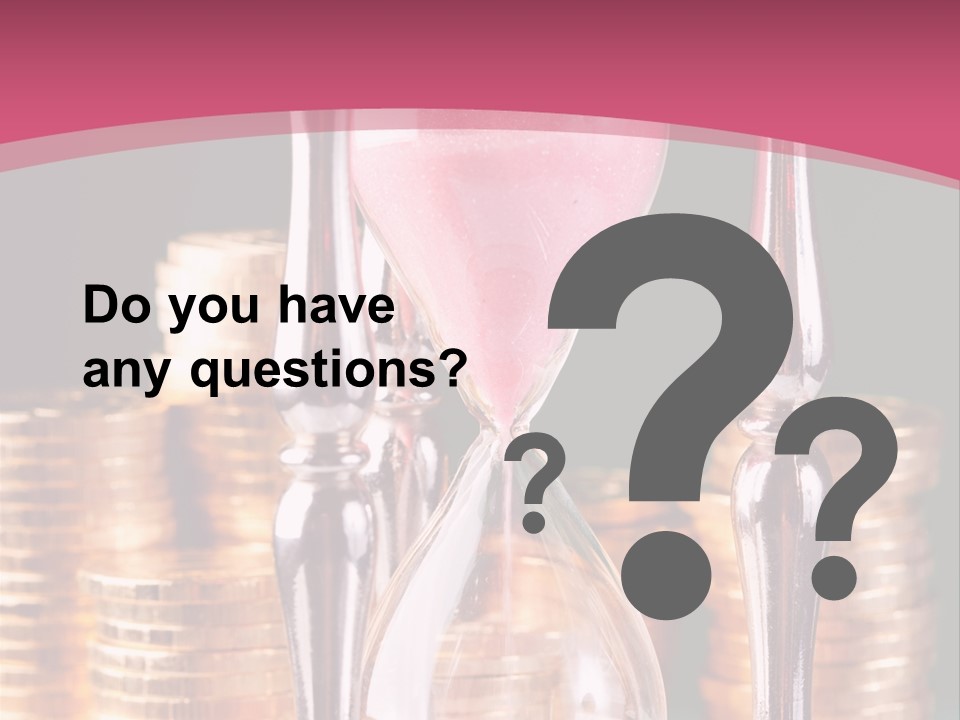 A Hourglass With Coins On A Table PowerPoint Template