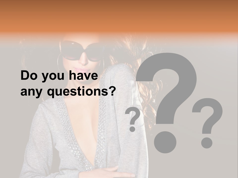 A Woman Wearing Sunglasses Is Posing For A Picture PowerPoint Template