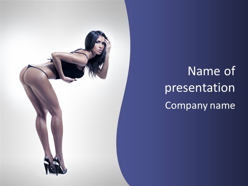 A Woman In A Black Bikini Posing For A Picture PowerPoint Template