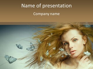 Woman Butterfly Person PowerPoint Template