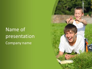 Sunny Caucasian Park PowerPoint Template