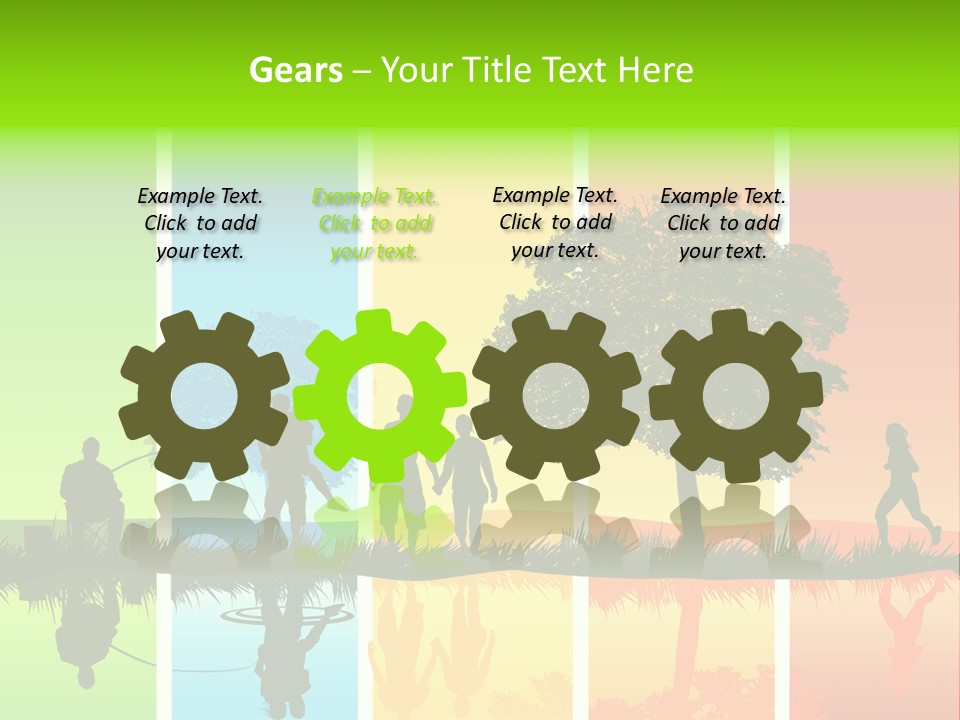 A Group Of People Walking In Front Of A Tree PowerPoint Template