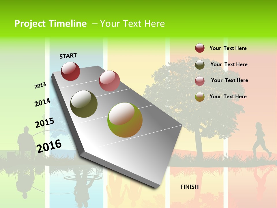 A Group Of People Walking In Front Of A Tree PowerPoint Template