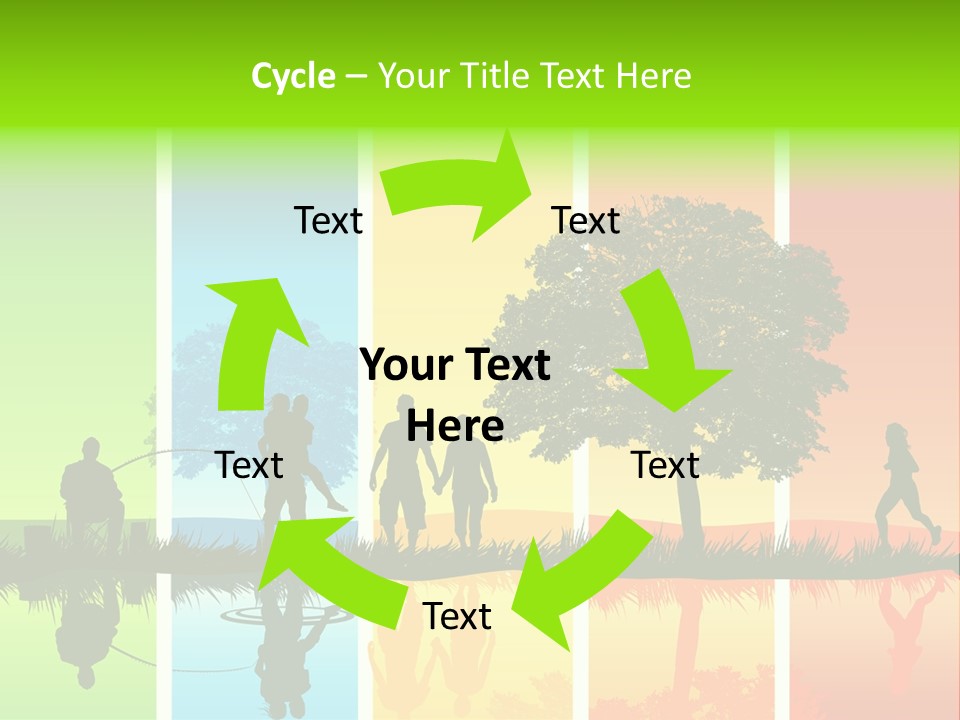 A Group Of People Walking In Front Of A Tree PowerPoint Template