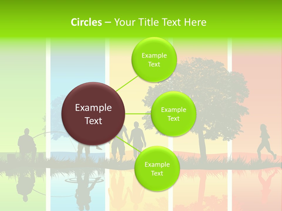 A Group Of People Walking In Front Of A Tree PowerPoint Template