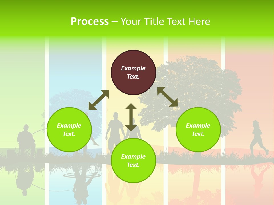 A Group Of People Walking In Front Of A Tree PowerPoint Template
