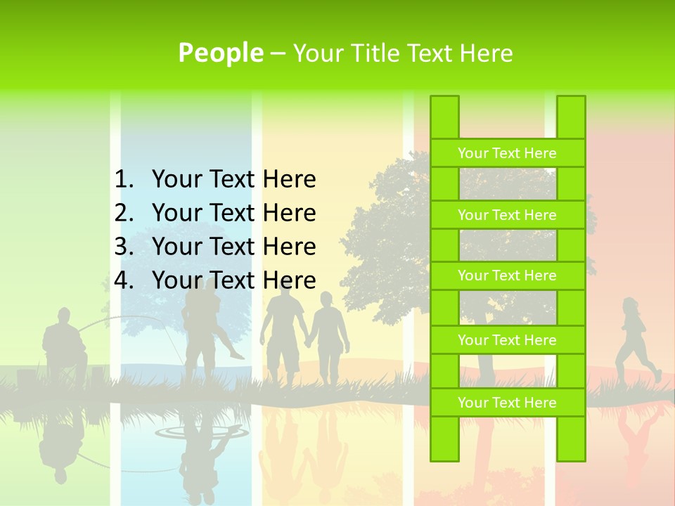 A Group Of People Walking In Front Of A Tree PowerPoint Template