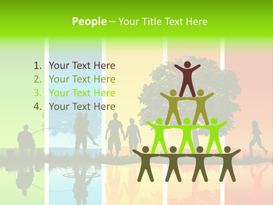 A Group Of People Walking In Front Of A Tree PowerPoint Template