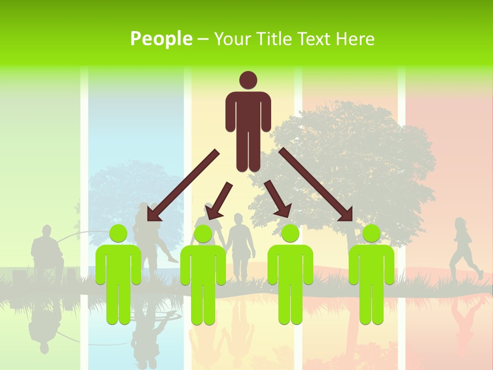 A Group Of People Walking In Front Of A Tree PowerPoint Template