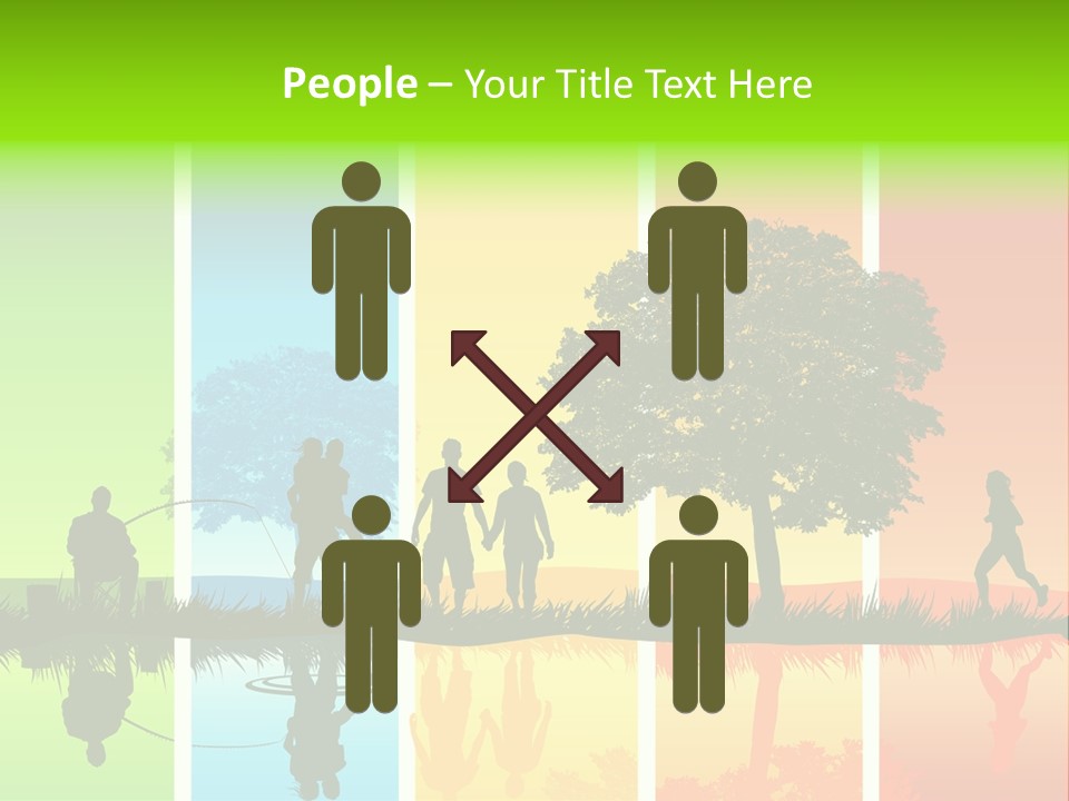 A Group Of People Walking In Front Of A Tree PowerPoint Template