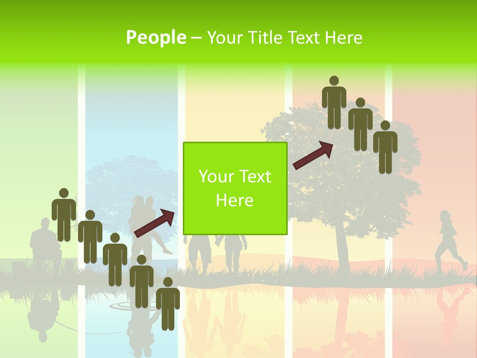 A Group Of People Walking In Front Of A Tree PowerPoint Template