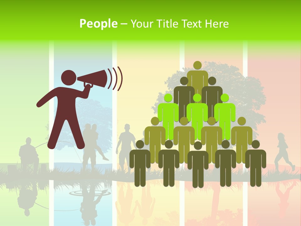 A Group Of People Walking In Front Of A Tree PowerPoint Template