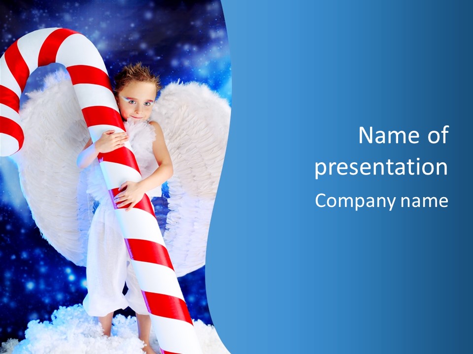 Snowflakes Cute Angelic PowerPoint Template