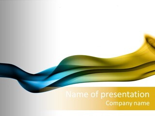 A Blue And Yellow Wave On A White Background PowerPoint Template