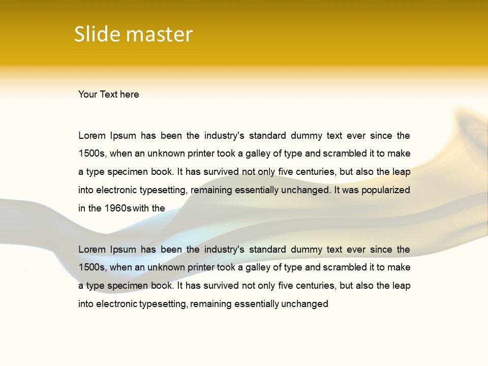 A Blue And Yellow Wave On A White Background PowerPoint Template