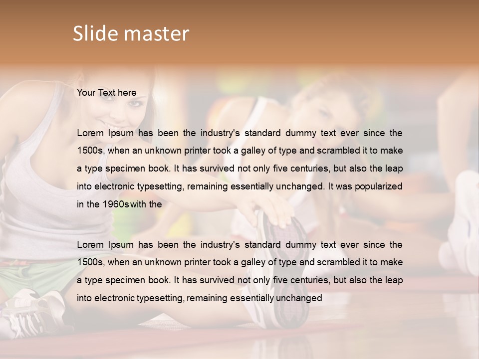 A Group Of Women Sitting On The Floor In A Gym PowerPoint Template