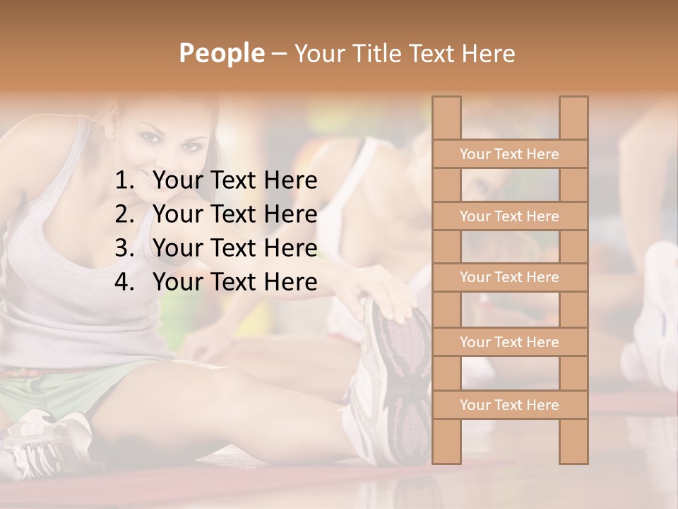 A Group Of Women Sitting On The Floor In A Gym PowerPoint Template