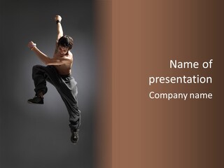 Vertical Active Boy PowerPoint Template