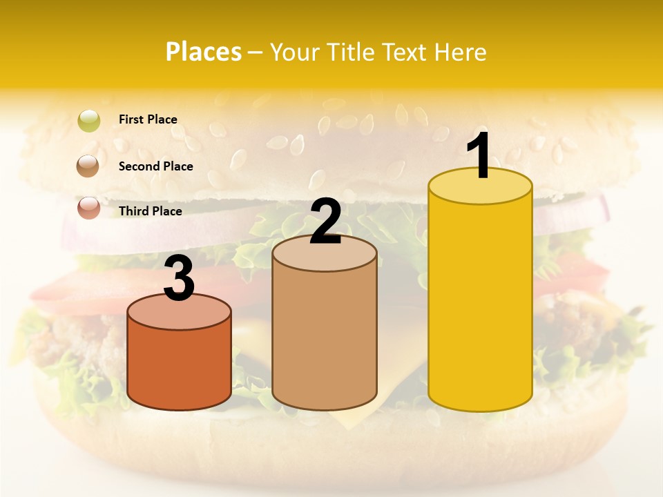 A Cheeseburger With Lettuce, Tomato, Onion And Tomato Slices PowerPoint Template