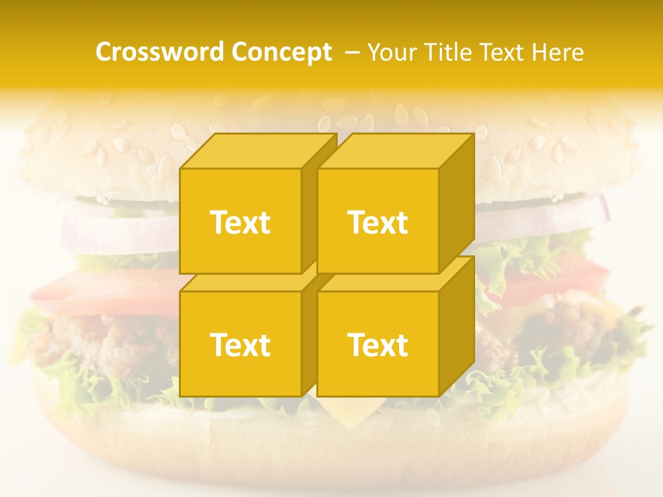 A Cheeseburger With Lettuce, Tomato, Onion And Tomato Slices PowerPoint Template