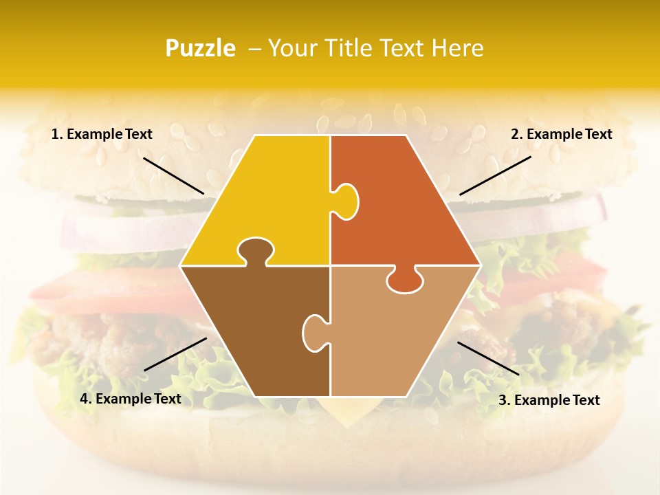 A Cheeseburger With Lettuce, Tomato, Onion And Tomato Slices PowerPoint Template