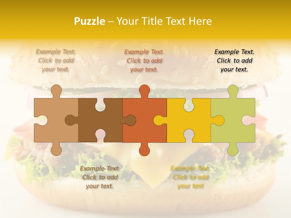 A Cheeseburger With Lettuce, Tomato, Onion And Tomato Slices PowerPoint Template