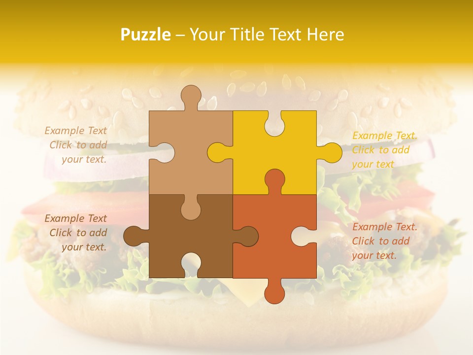 A Cheeseburger With Lettuce, Tomato, Onion And Tomato Slices PowerPoint Template