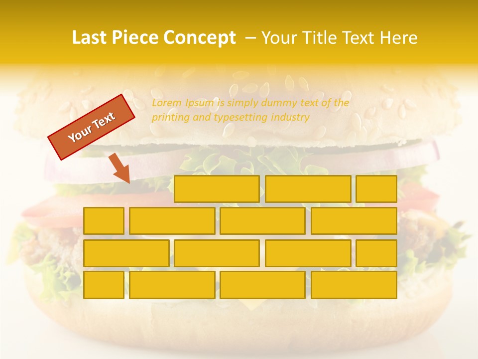 A Cheeseburger With Lettuce, Tomato, Onion And Tomato Slices PowerPoint Template