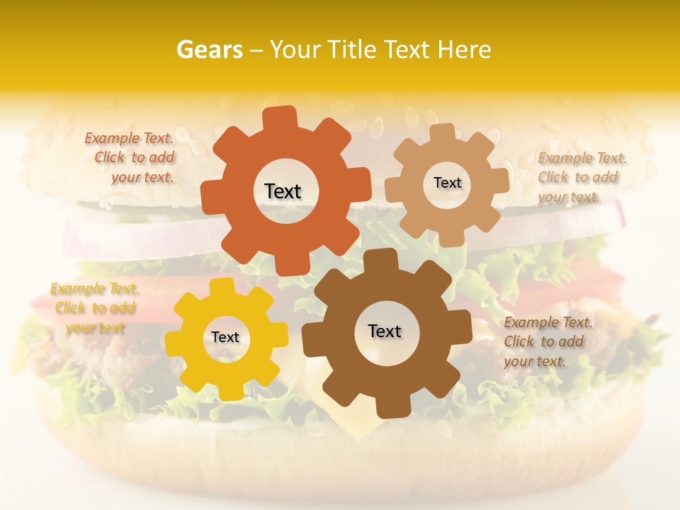 A Cheeseburger With Lettuce, Tomato, Onion And Tomato Slices PowerPoint Template