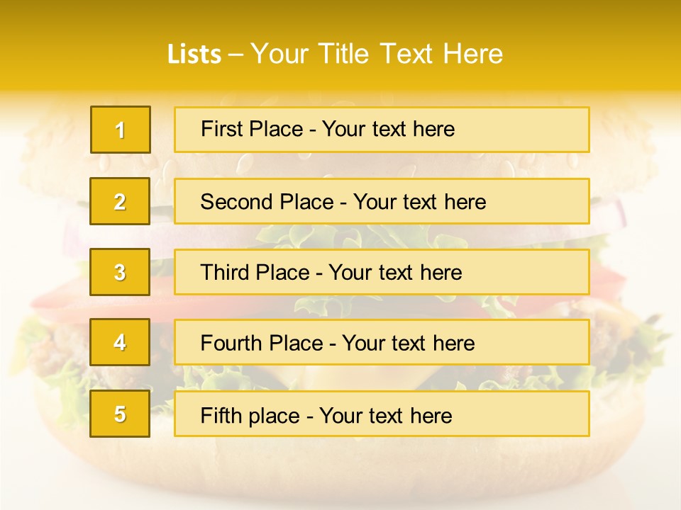 A Cheeseburger With Lettuce, Tomato, Onion And Tomato Slices PowerPoint Template