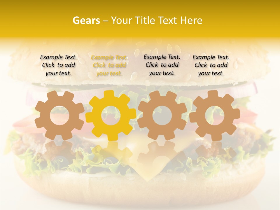 A Cheeseburger With Lettuce, Tomato, Onion And Tomato Slices PowerPoint Template